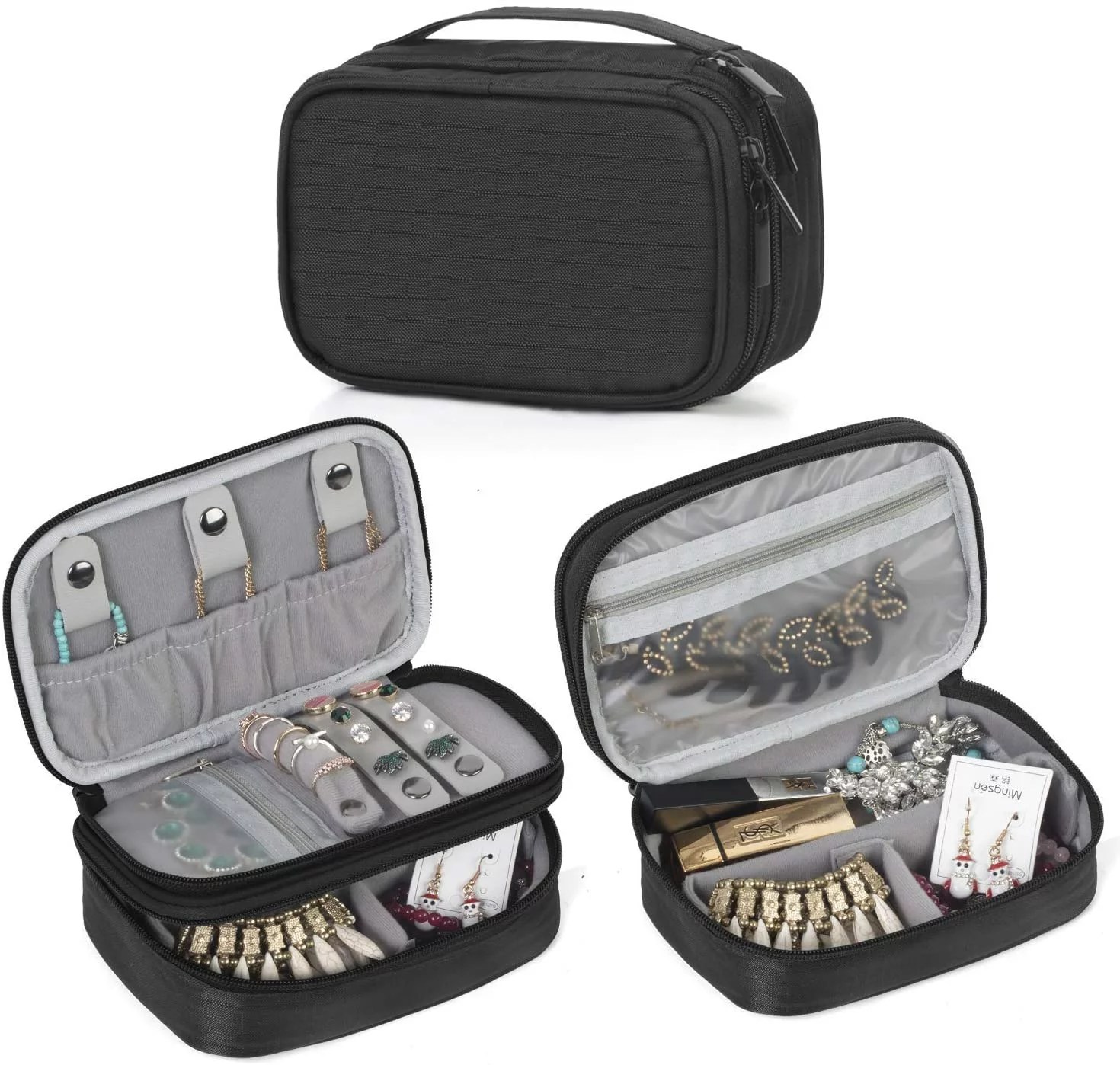 Travel Jewelry Case with 2 Semicircle Slots and Wavy Pattern, Black, 1 -  Fred Meyer