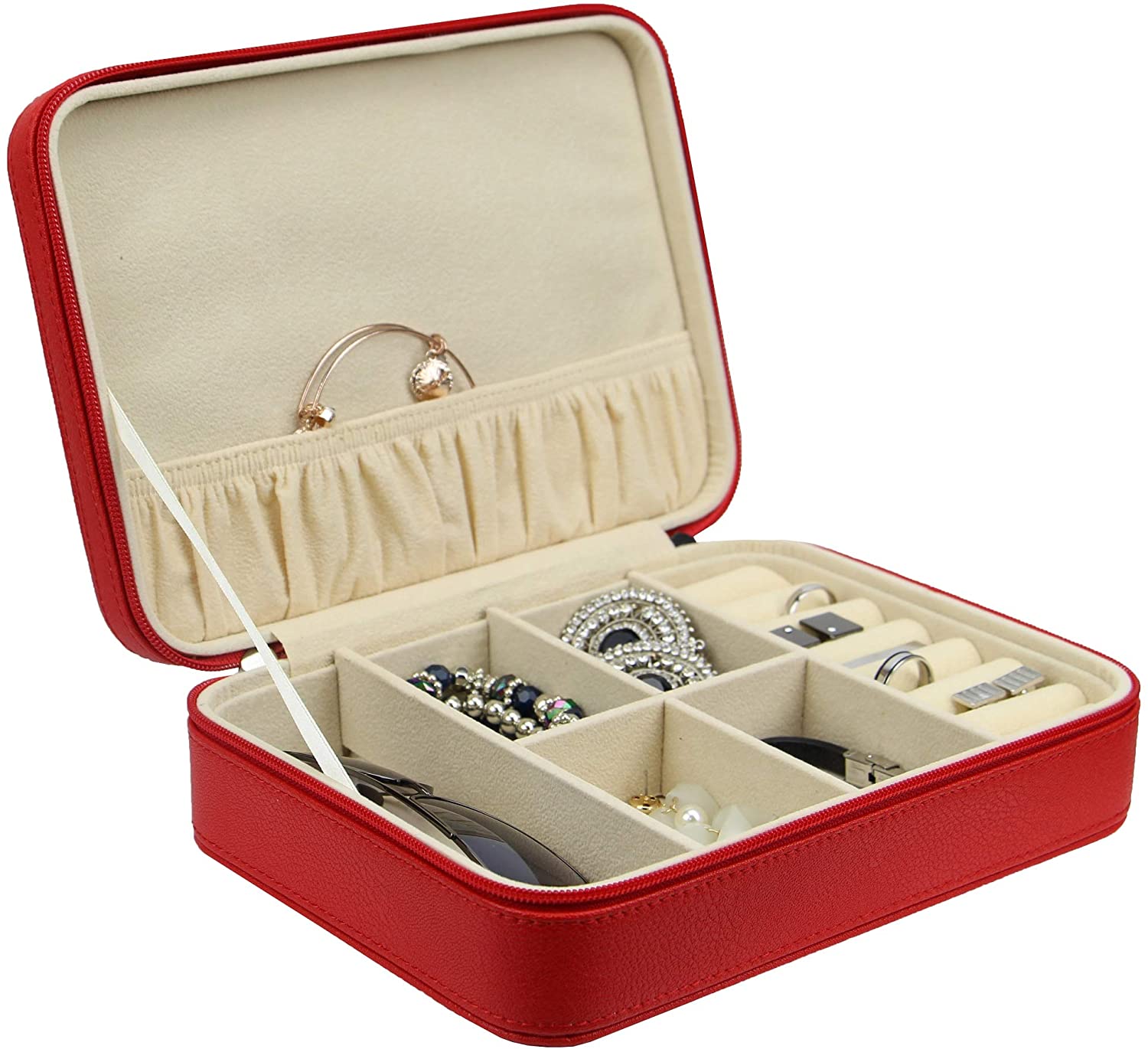 Decorebay Rosy Multi-Purpose Sunglasses and Jewelry Travel Case and Storage Box