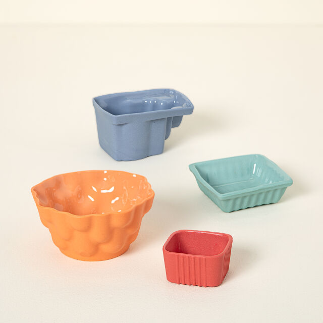 Artful Ceramic Snack Dishes - Set of 4