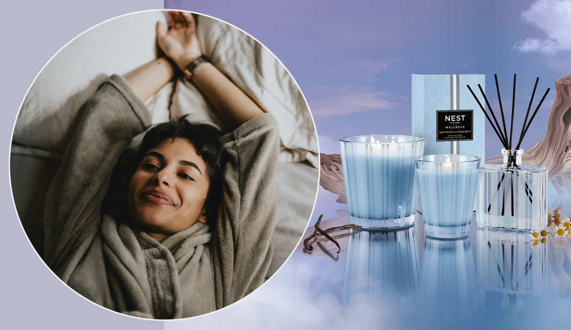 bedtime routine nest candle and diffuser