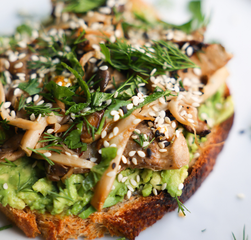 nutrition facts about bread mushroom avocado toast