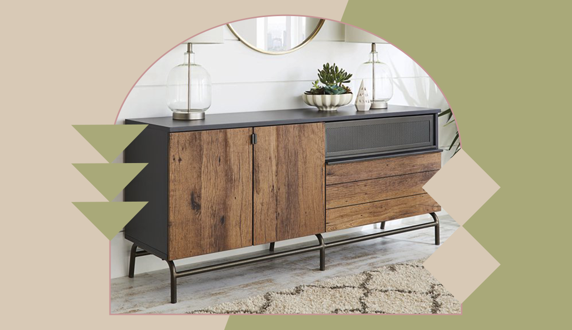 better homes and gardens oak credenza