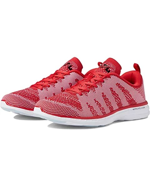 apl techloom sneakers in red on a white background