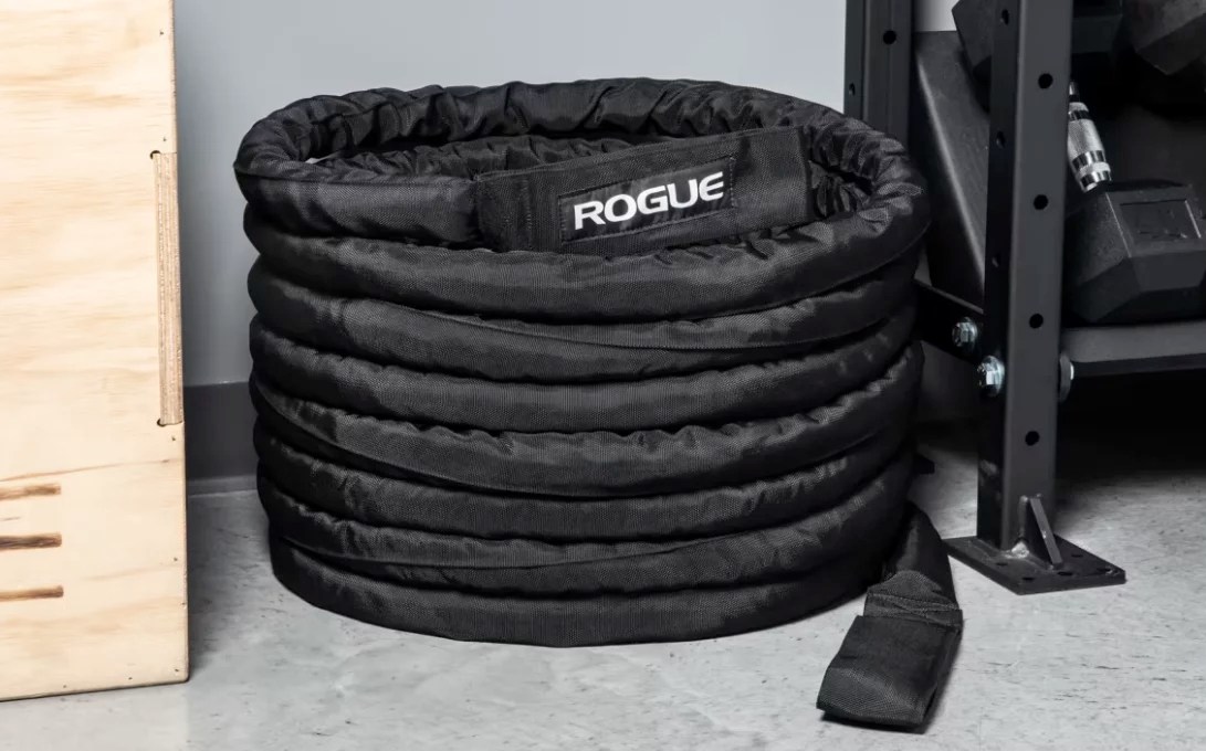 rogue fitness battle rope rolled up