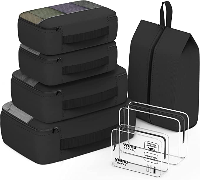 photo of black packing cubes