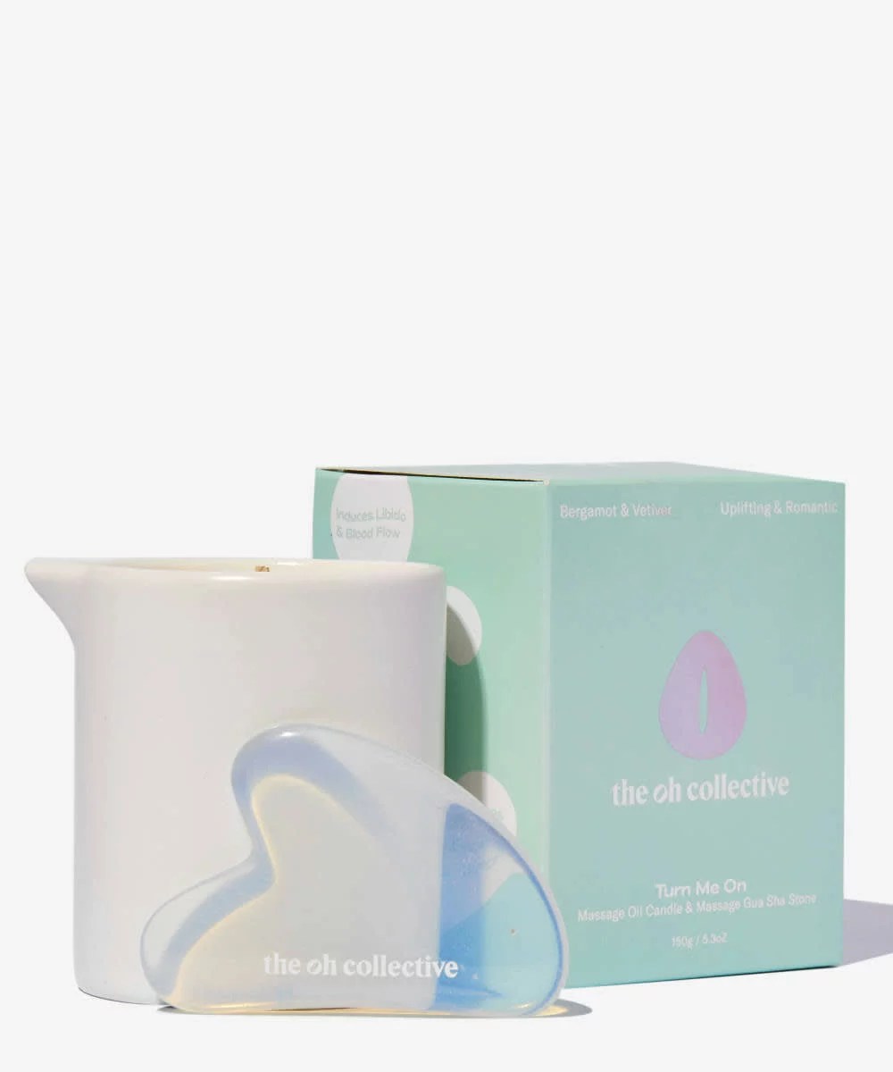 The Oh Collective Turn Me On Massage Candle & Gua Sha