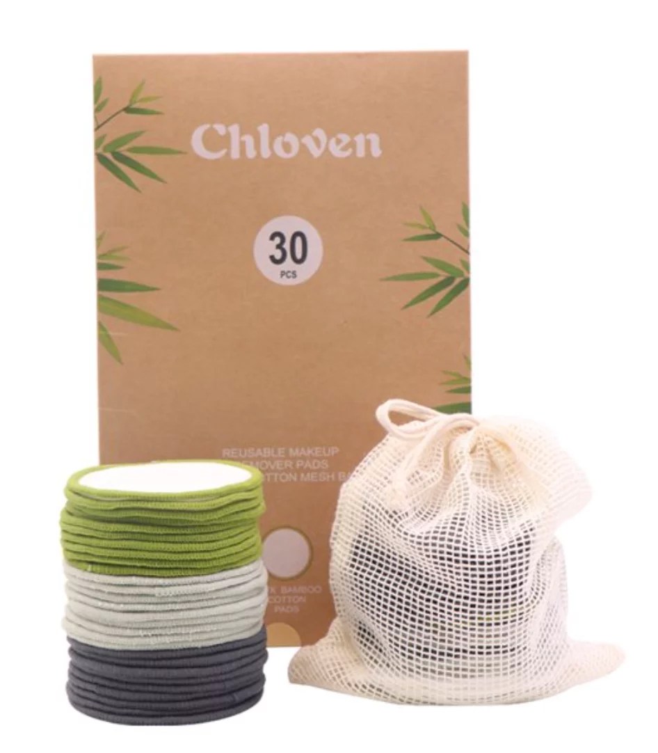 Chloven 30 Pack Organic Reusable Makeup Remover Pads