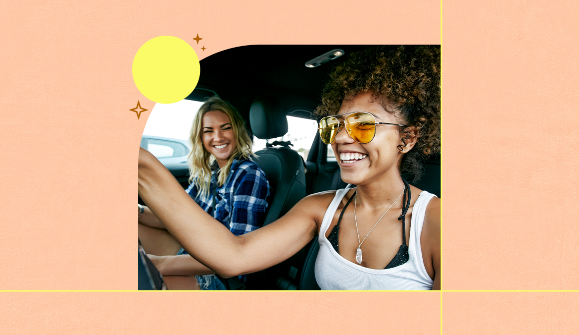 road trip tips happy women friends driving