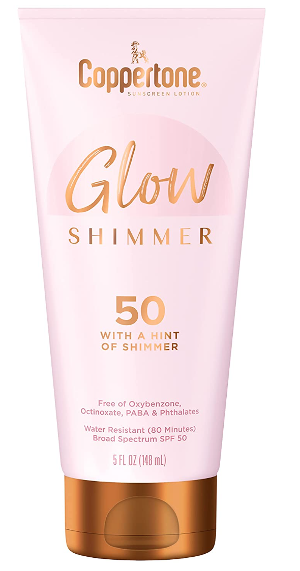 Coppertone Glow Shimmer SPF 50, shimmery skin care