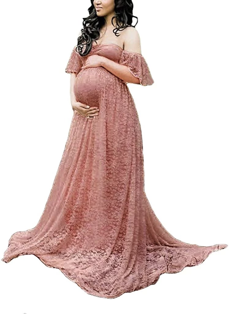 MYZEROING Maternity Floral Lace Dress, best maternity photoshoot dresses