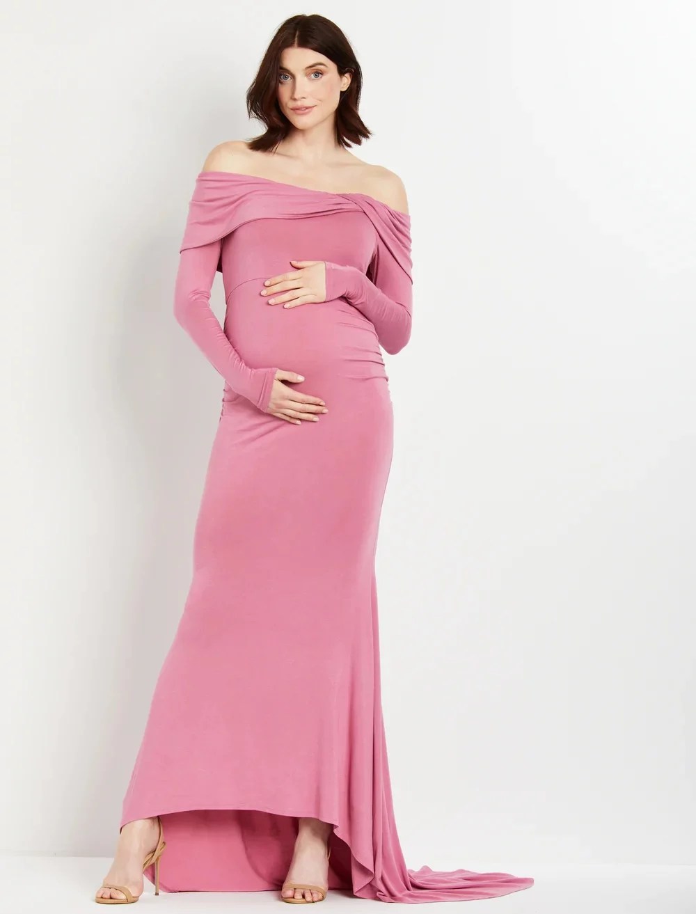 Motherhood Maternity Off-Shoulder Maternity Gown & Photoshoot Dress, best maternity photoshoot dresses