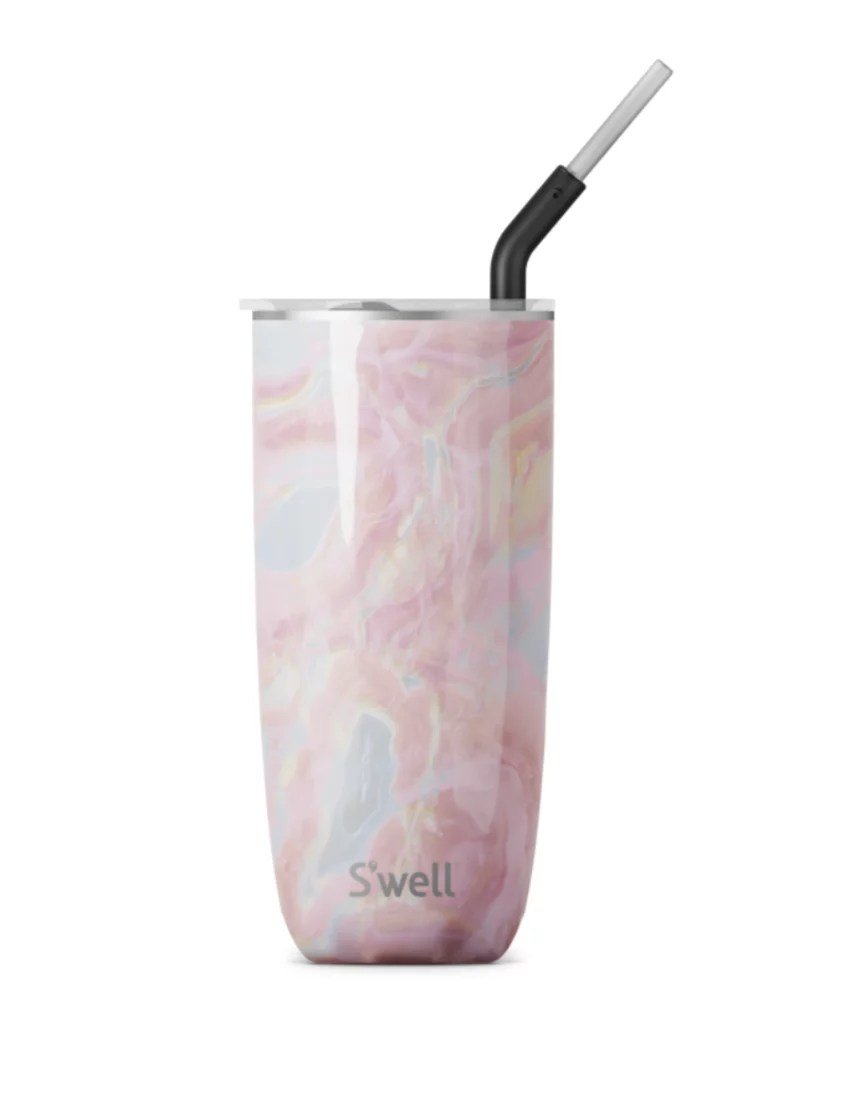 S'well Geode Rose Tumbler with Straw, insulated iced coffee cups