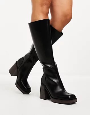black asos wide fit caesar boots for wide calves