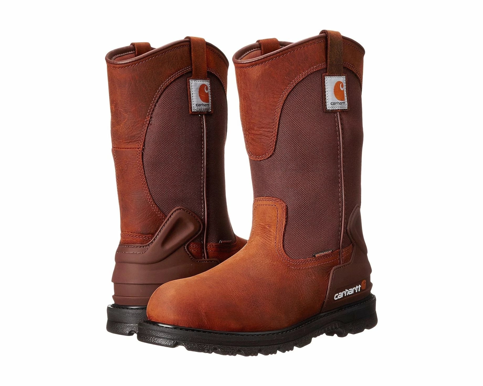 brown leather carhartt waterproof wellington boots for big calves