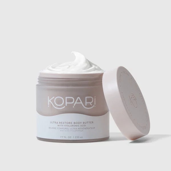 kopari body butter with hyaluronic acid, fast-absorbing summer skincare