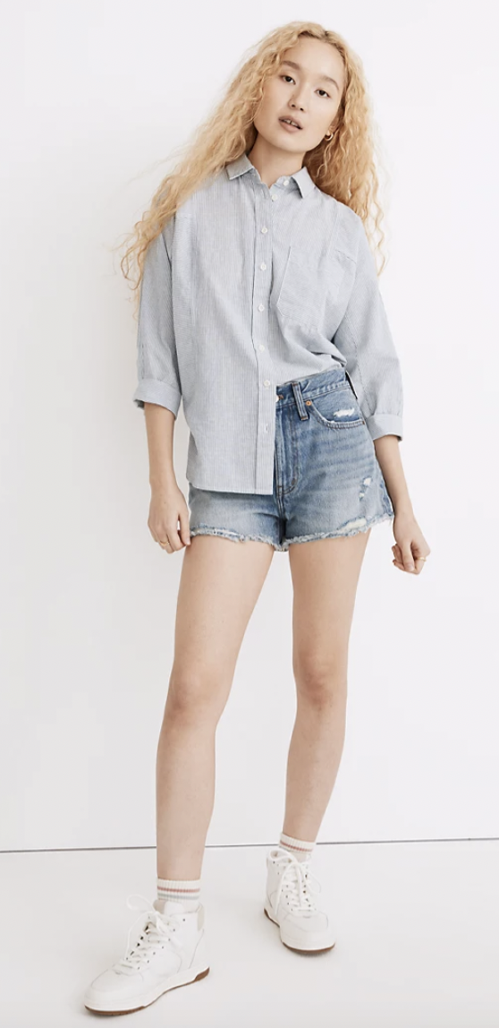 Madewell Relaxed Denim Shorts in Renfield Wash Destructed Edition