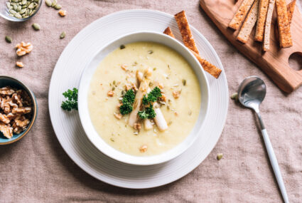 This Velvety White Asparagus Soup Is the Perfect-for-Spring Dish Loaded With Longevity Benefits