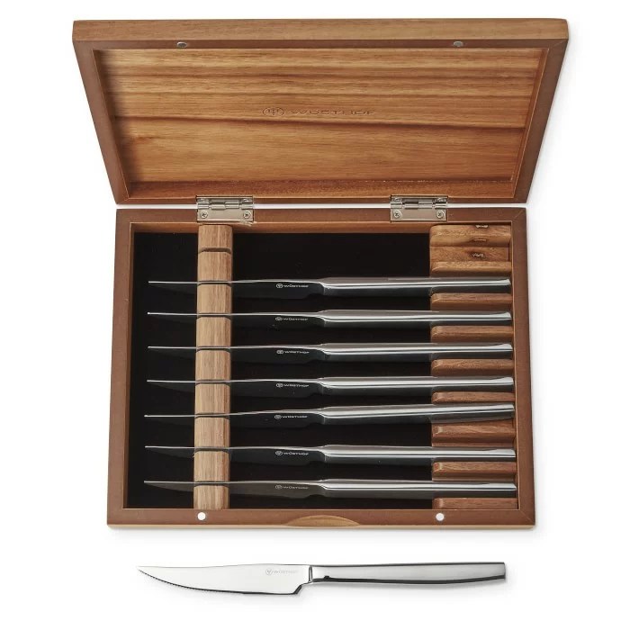 10 PCs Fully Serrated Steak Knife Set - 2 Wood Block - Günter Wilhelm