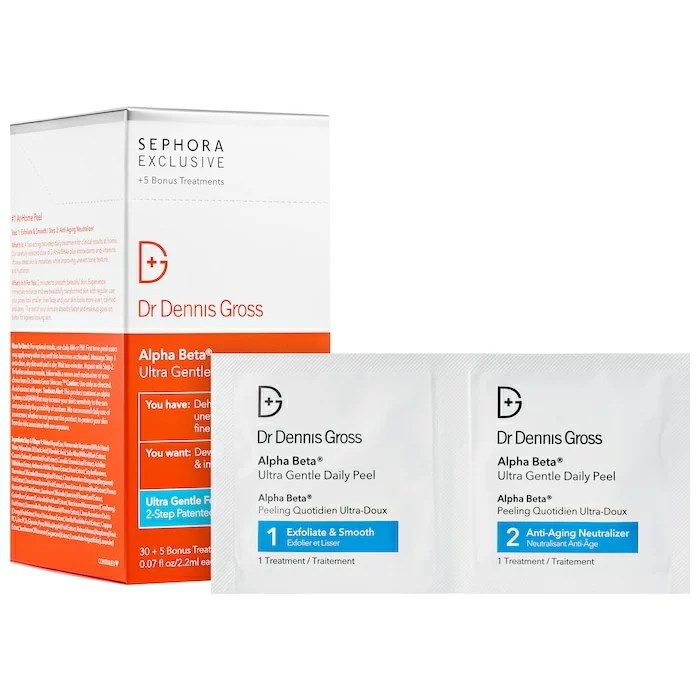 A box of dr. dennis gross peel exfoliators for sensitive skin