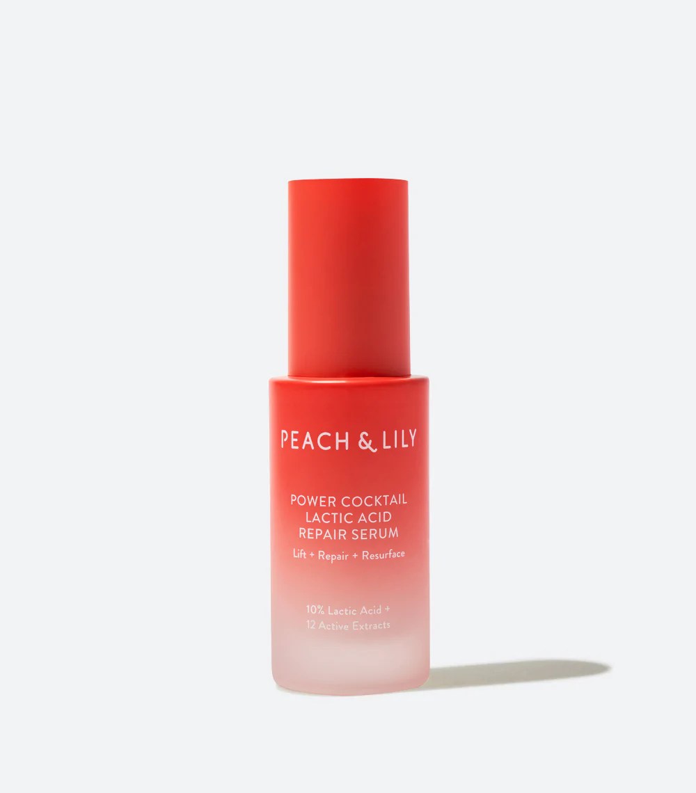 a bottle of peach & lily serum exfoliator for sensitive skin