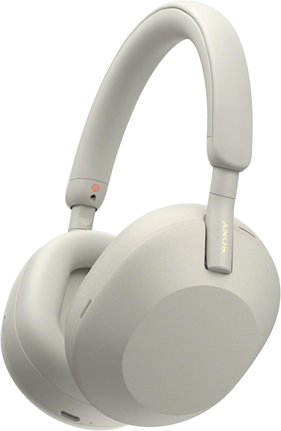 a set of white sony headphones