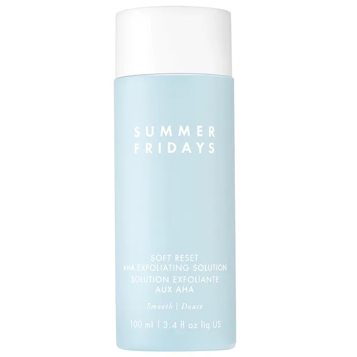 a bottle of summer fridays aha solution exfoliator for sensitive skin