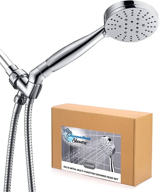 All Metal 3-Spray Hand Held Shower Head with Hose and Holder