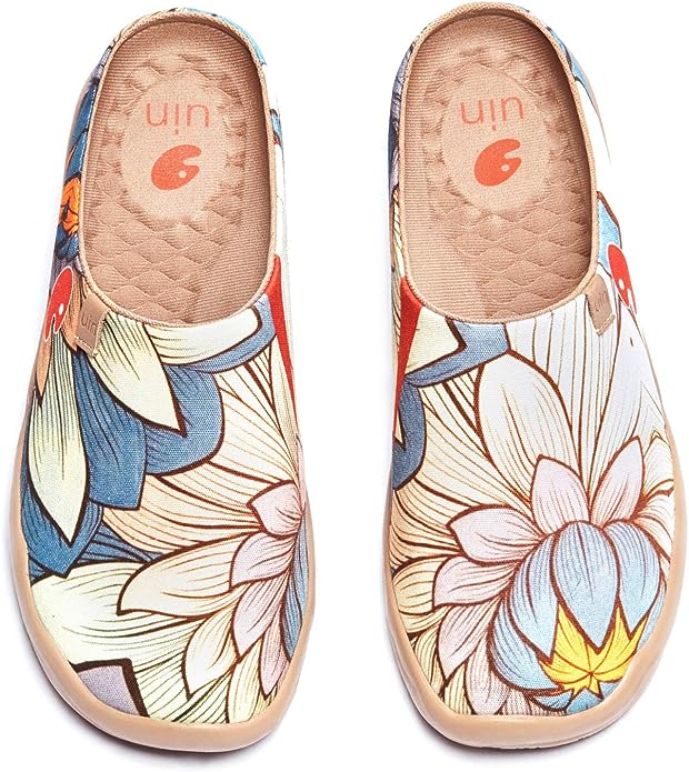 a floral pair of UIN mules with arch support