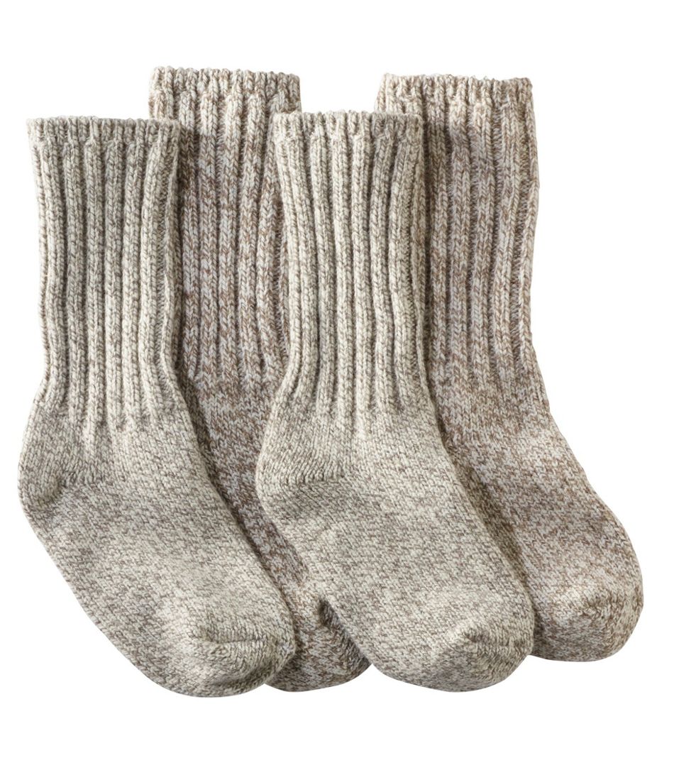 Four L.L.Bean ragg warm socks in beige