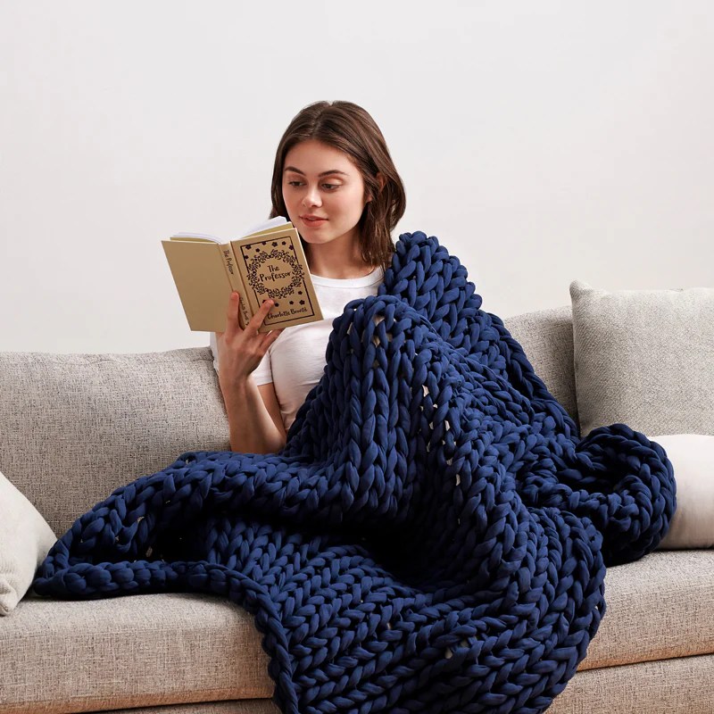 a navy bearaby weighted blanket, best gifts for adhd adults