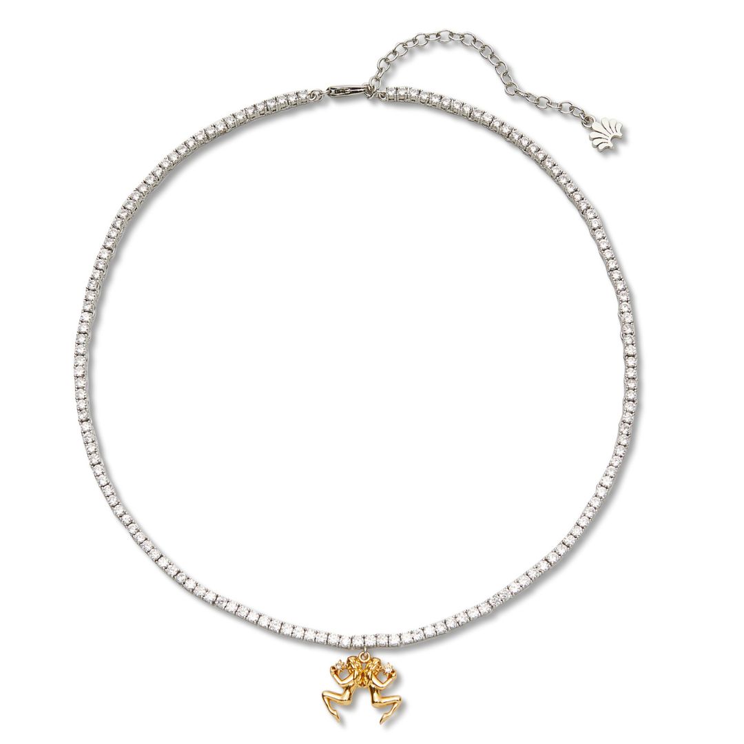 crystal gemini tennis necklace