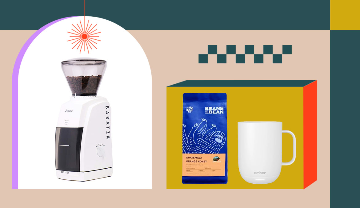 A photo collage of some of the best gifts for coffee lovers.