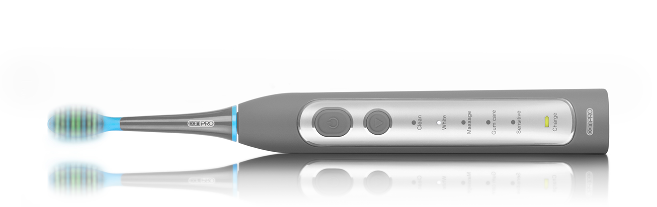 Caripro electric soft toothbrush with tongue scraper