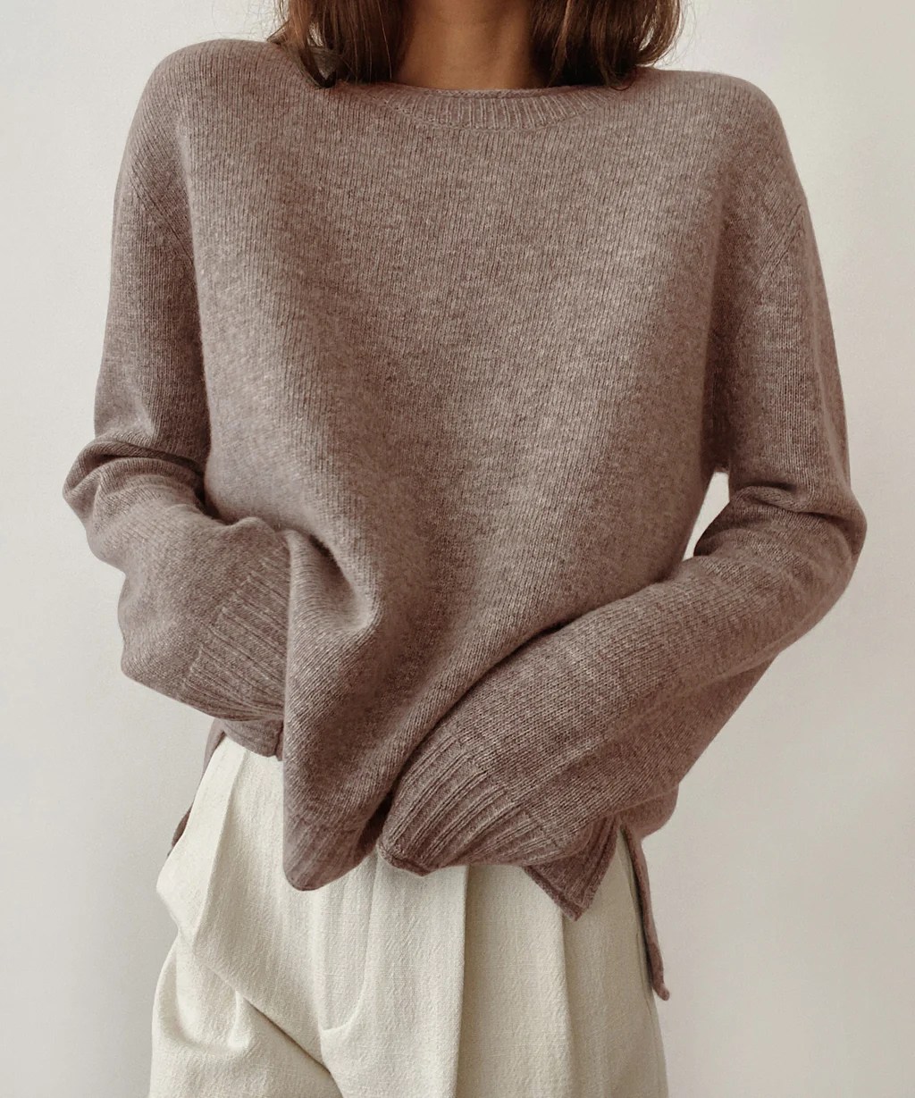 jenni kayne everyday sweater in taupe