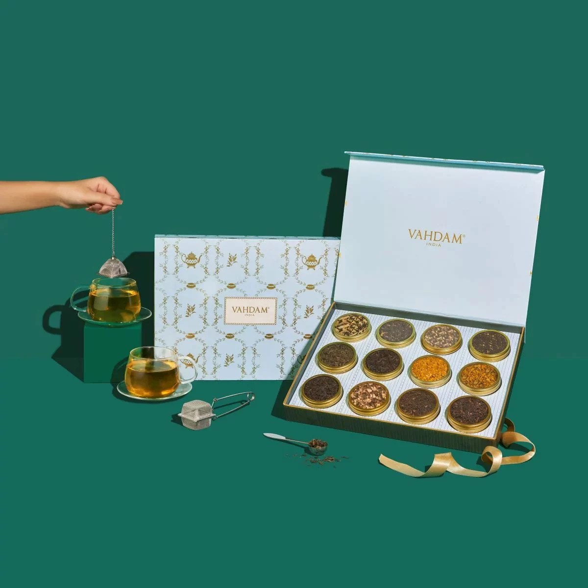 Tea Gift Set for Tea Lovers, Includes Double Insulated Tea Cup 12 Uniquely  Blended Teas