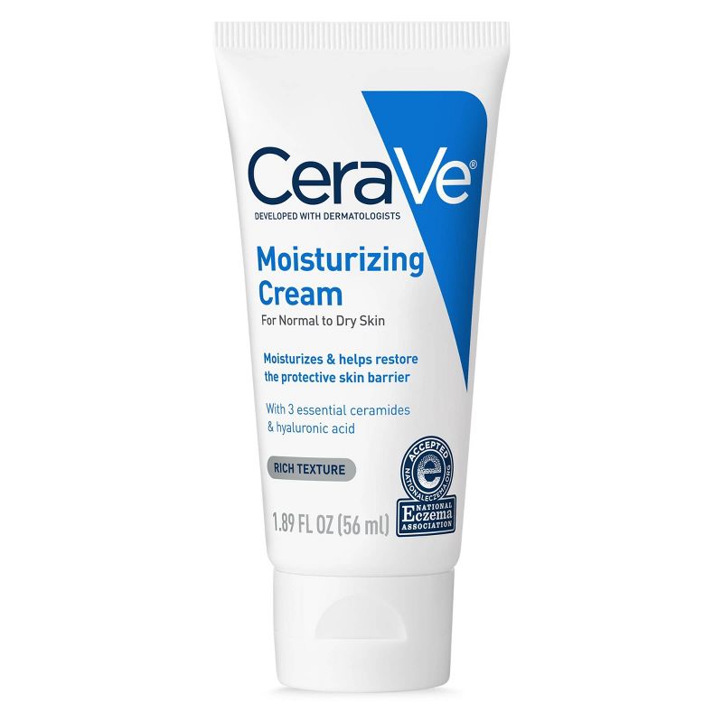 A white bottle of CereVe Moisturizing Cream.