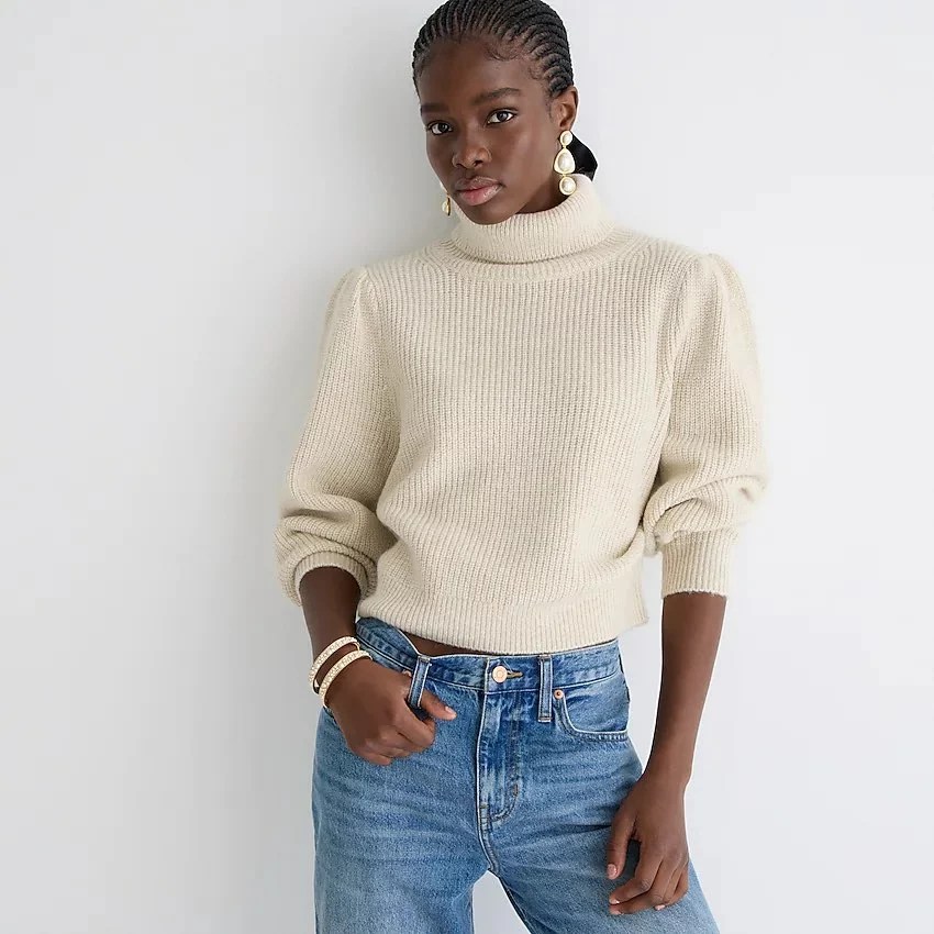 Cropped Puff Sleeve Sweater
