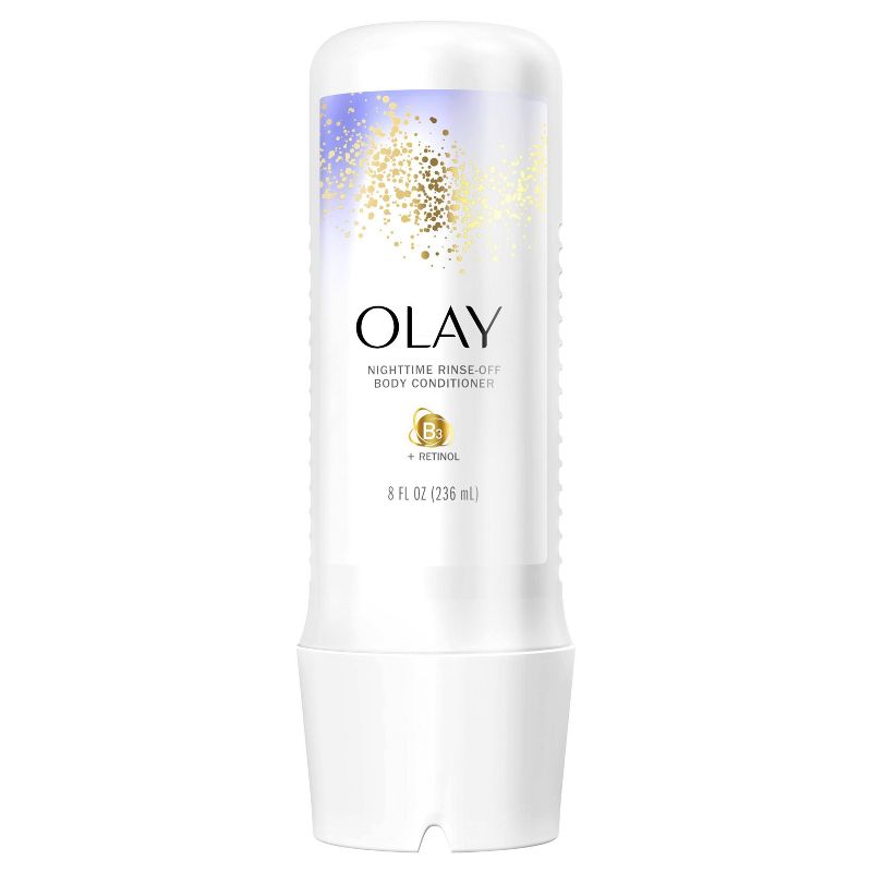 A white bottle of Olay body conditioner with retinol.