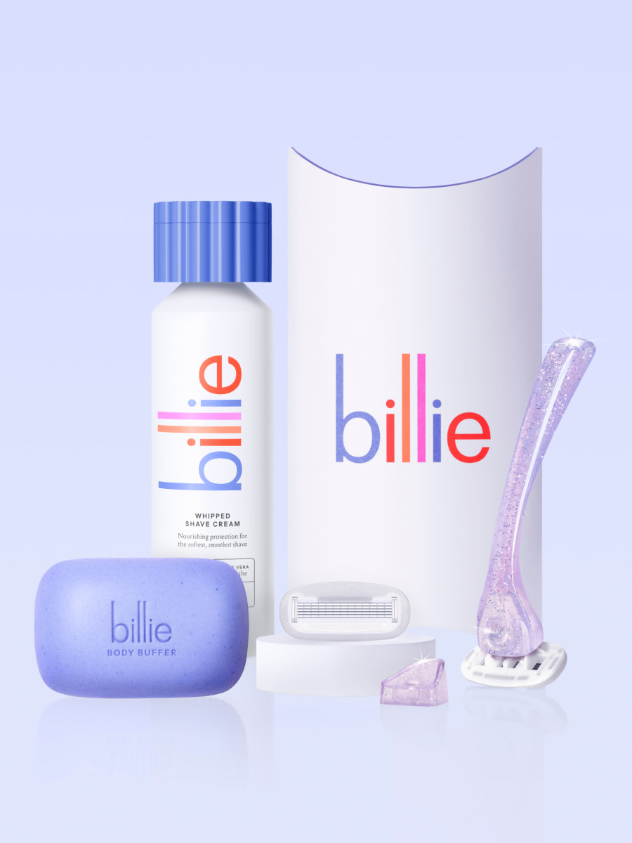 billie shave set on a lavender background
