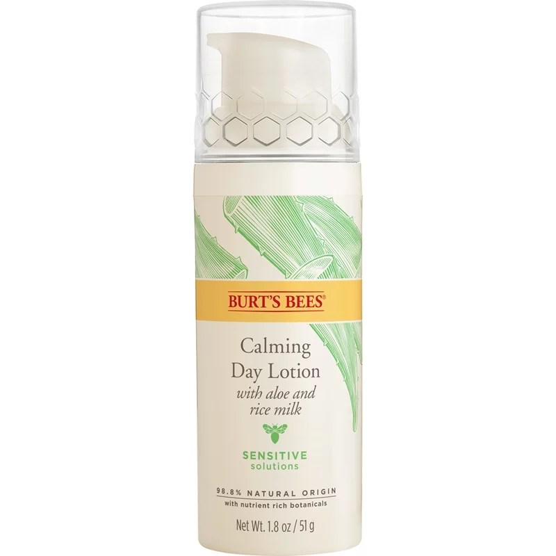 burts bees calming day lotion bottle on a white background