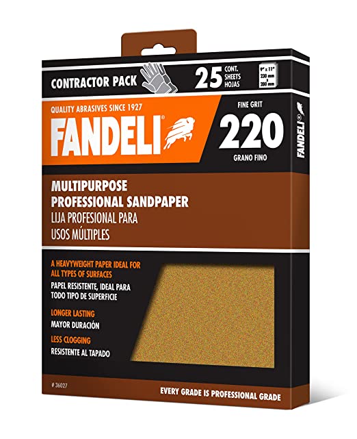 A 25-pack of 220-grit sandpaper sheets from Fandeli