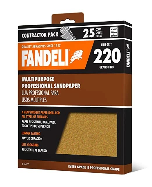 A 25-pack of 220-grit sandpaper sheets from Fandeli