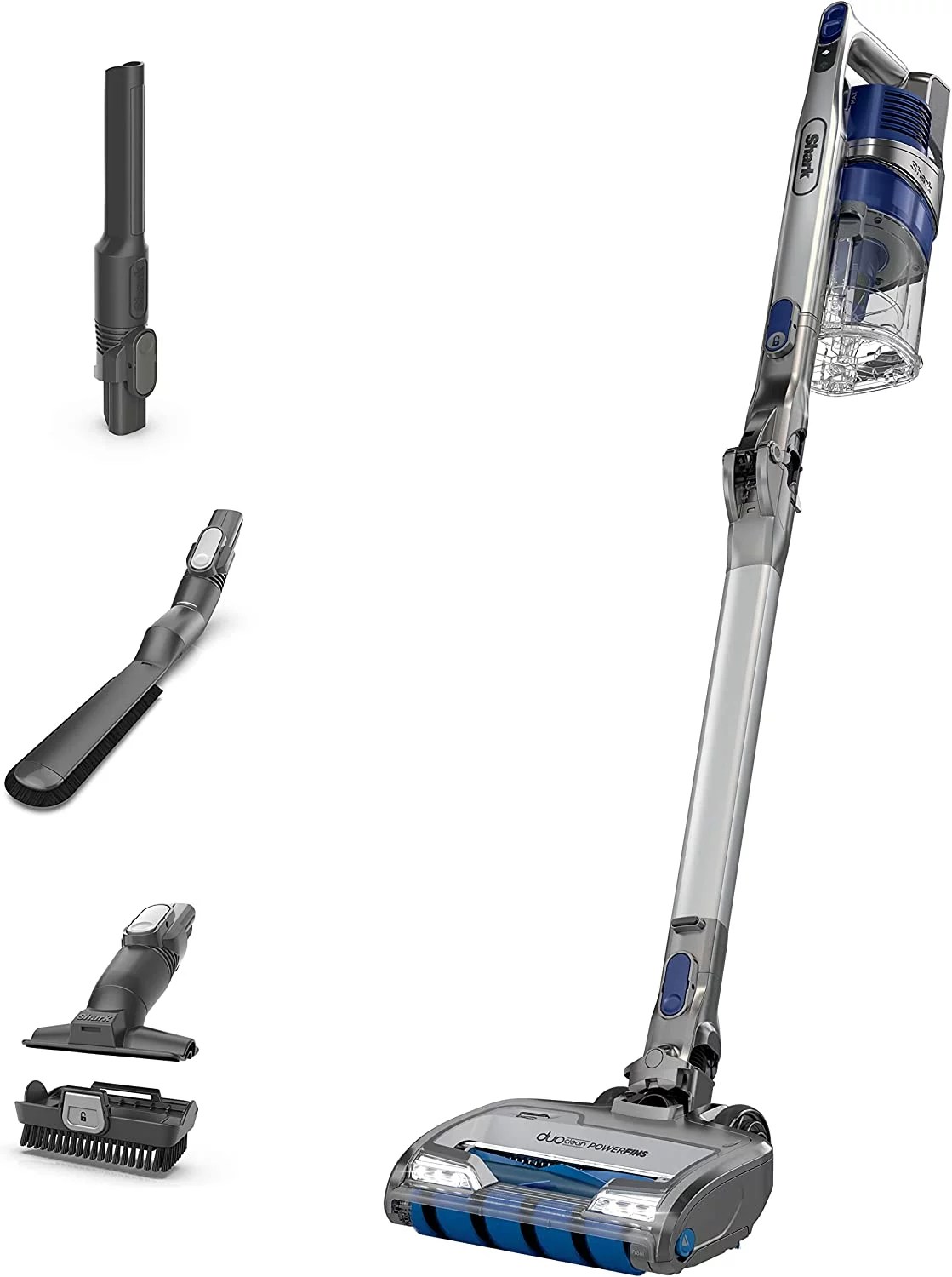shark cordless vacuum with other attachments on a white background