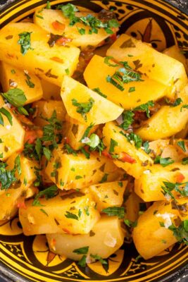 Season potatoes with spices and herbs.