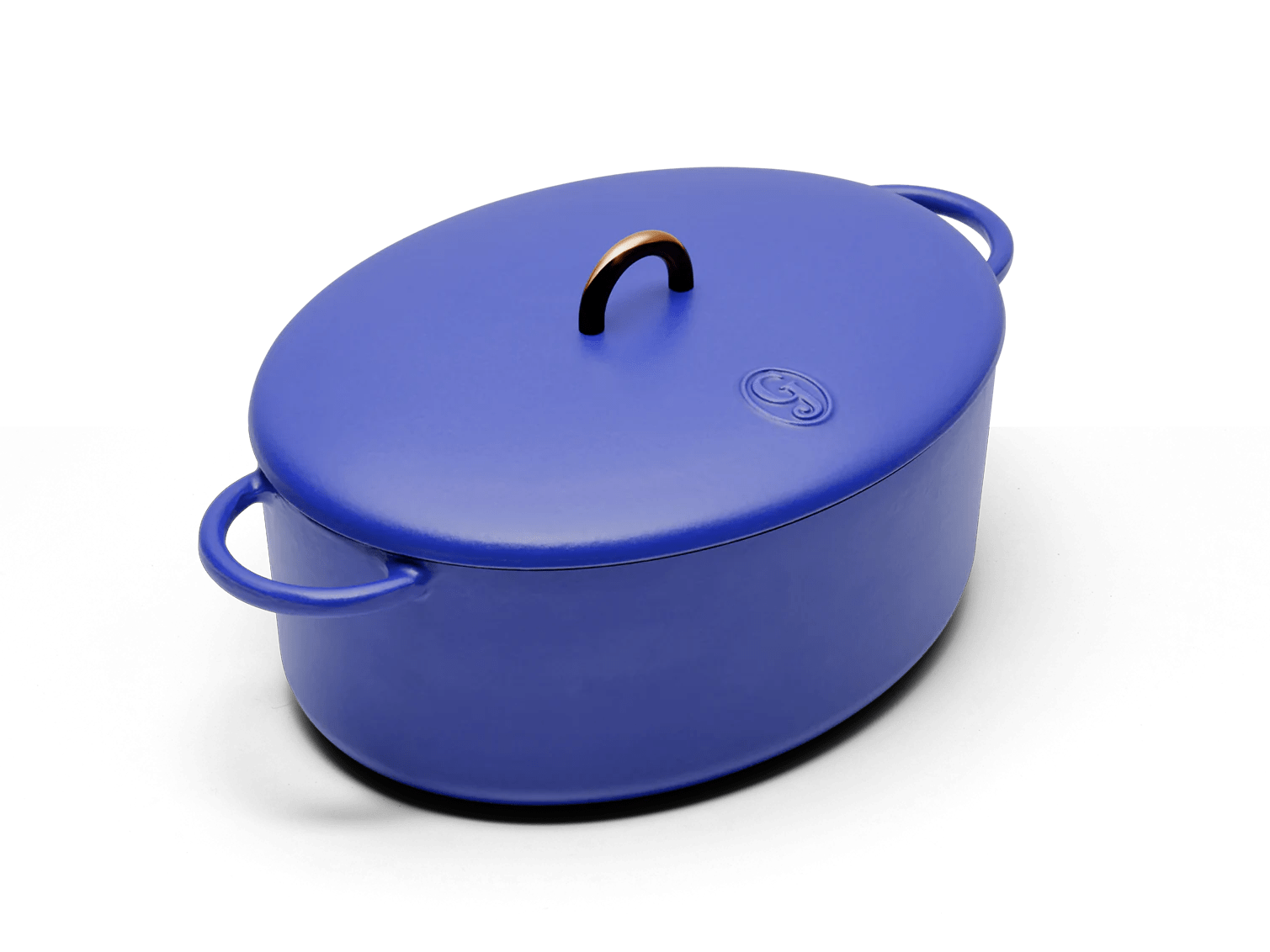 the great jones dutchess dutch oven in blue on a white background