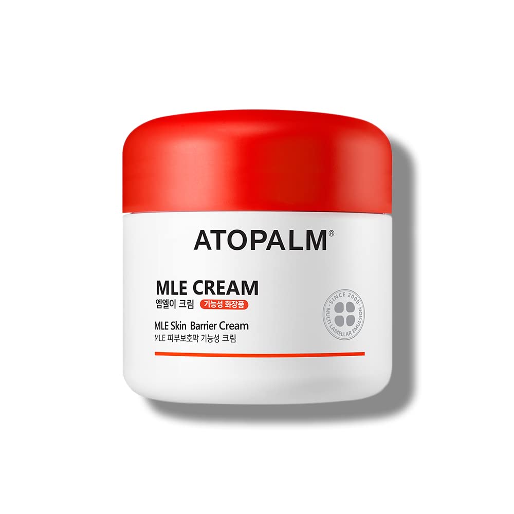 A white jar of Atopaml moisturizer with a red lid.