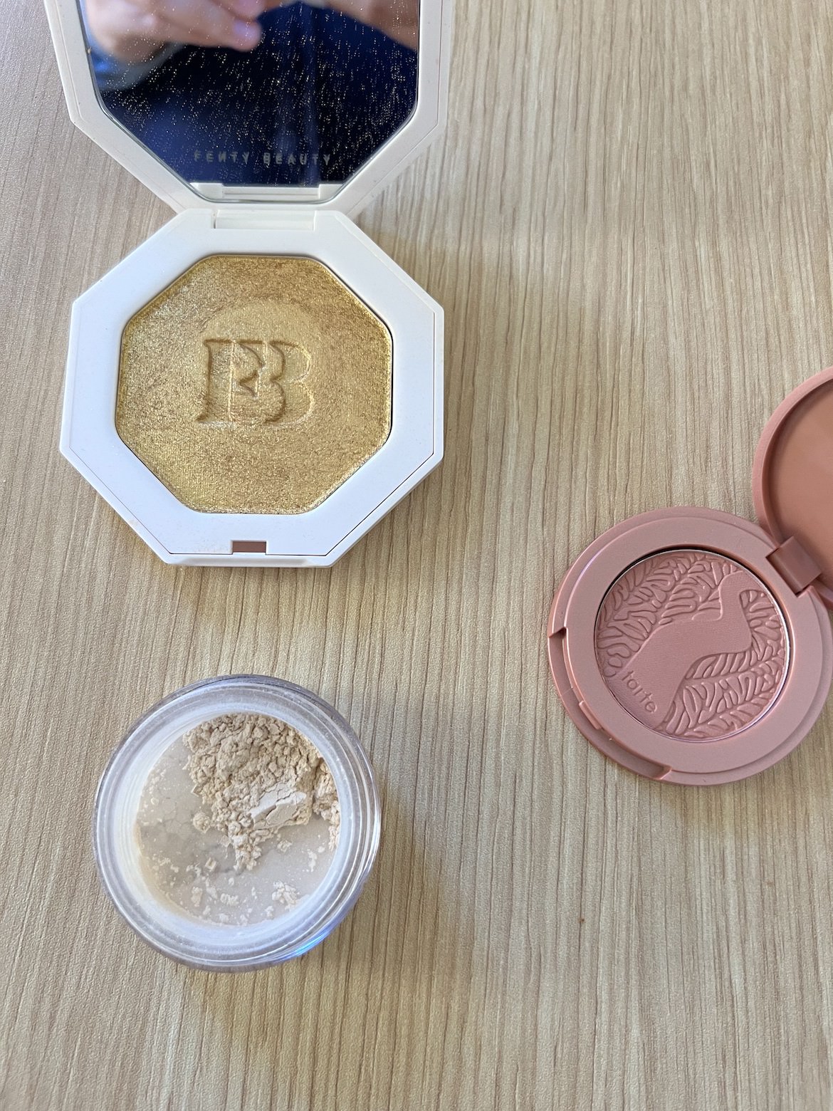 Pictures of highlighters, blushes and loose powders