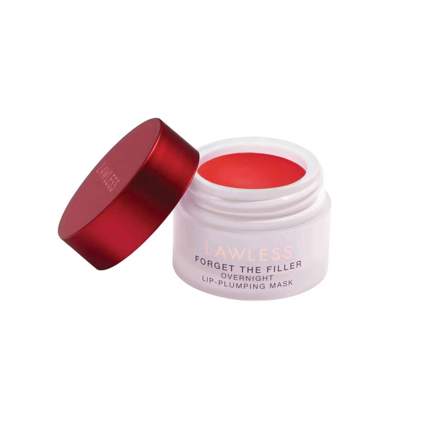 A white jar of a red lip mask.