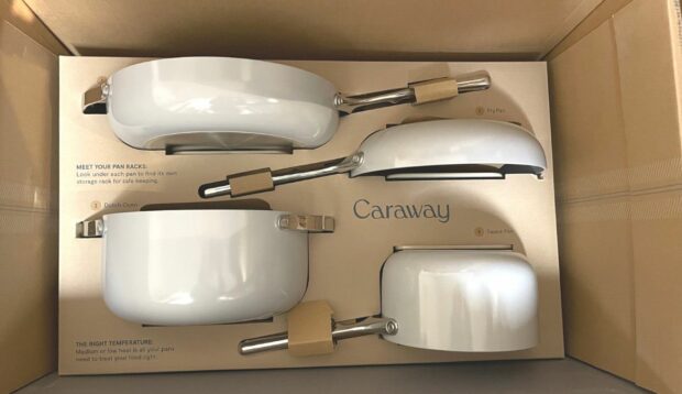 caraway cookware set in the box