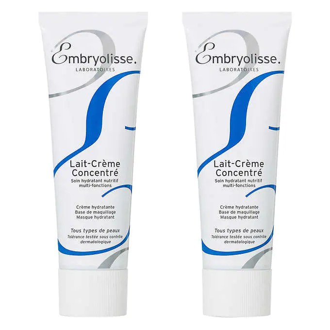 two tubes of embryolisse cream on a white background